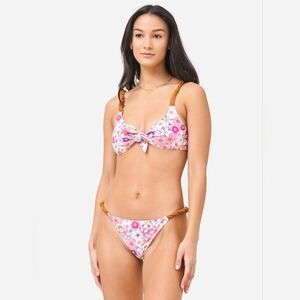 NWT REINA OLGA LUCA BIKINI SET IN PASTEL FLOWERS/TOBACCO